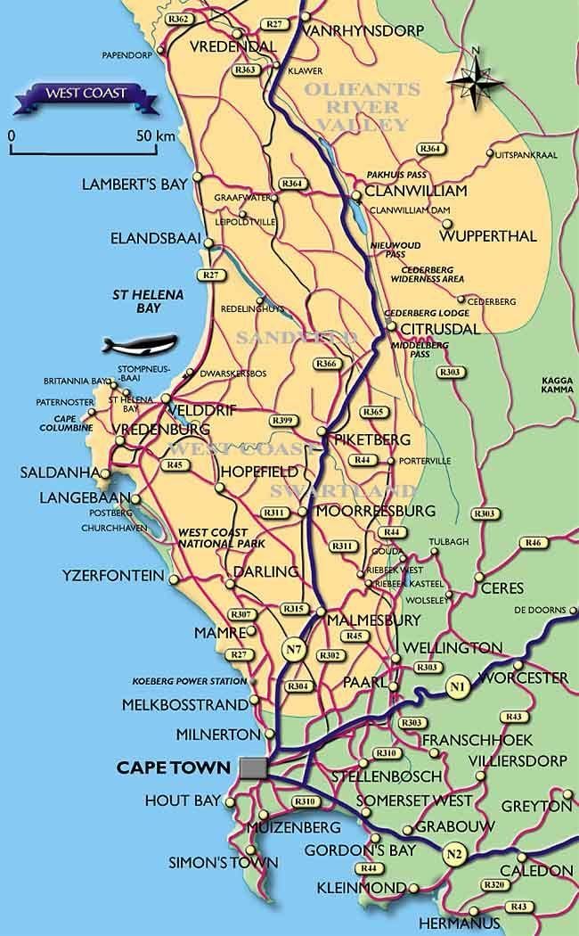 ಮ್ಯಾಪ್ ಆಫ್ ಕೇಪ್ ಟೌನ್ ಕರಾವಳಿ