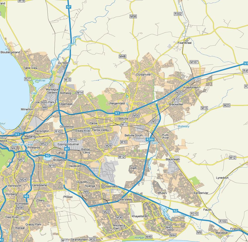 ನಕ್ಷೆ ಸ್ಟ್ರೀಟ್ ಮ್ಯಾಪ್ bellville ಕೇಪ್ ಟೌನ್