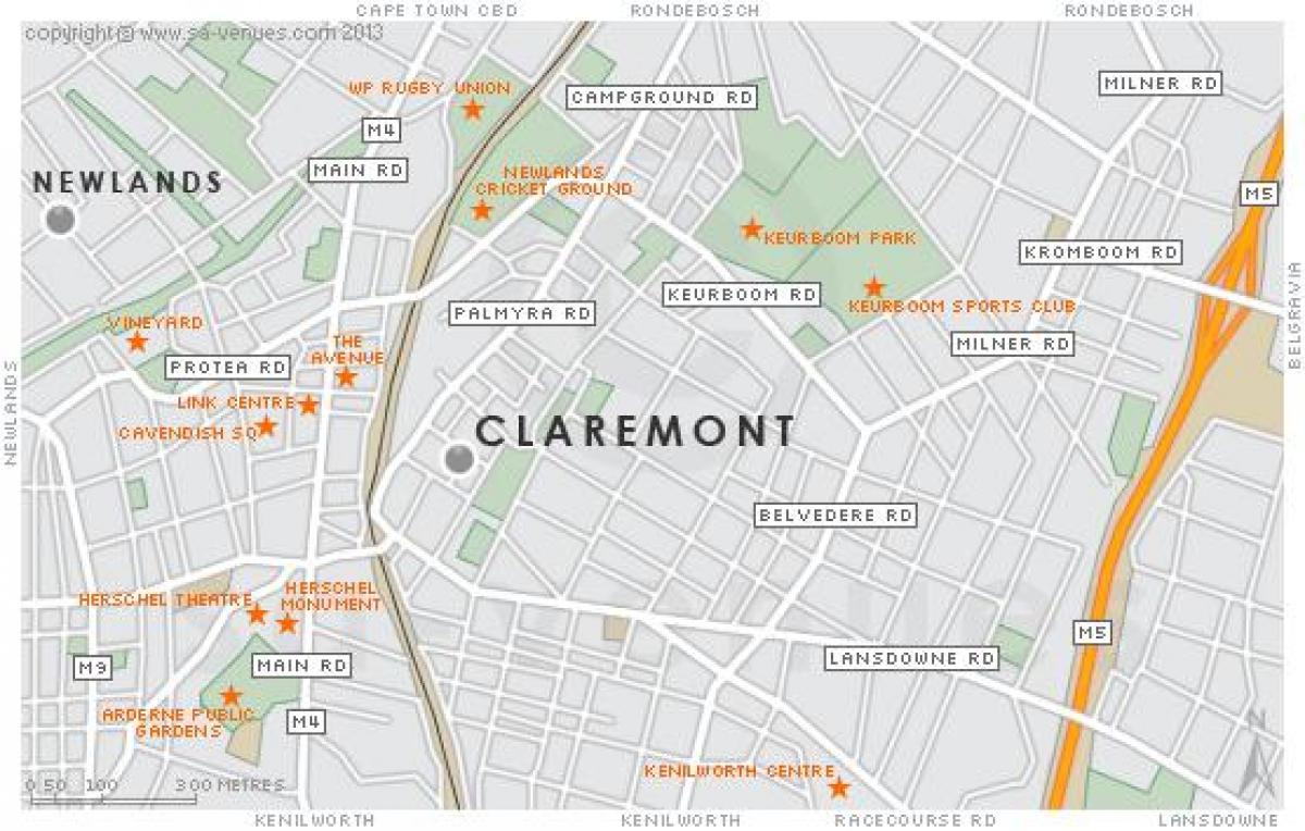 ನಕ್ಷೆ claremont ಕೇಪ್ ಟೌನ್