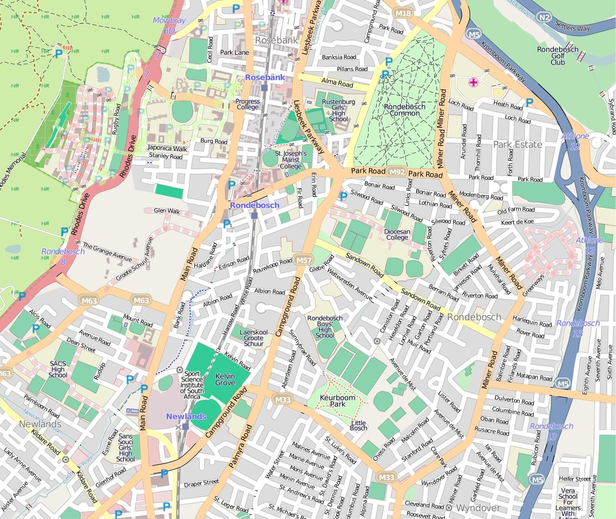 ನಕ್ಷೆ rondebosch ಕೇಪ್ ಟೌನ್