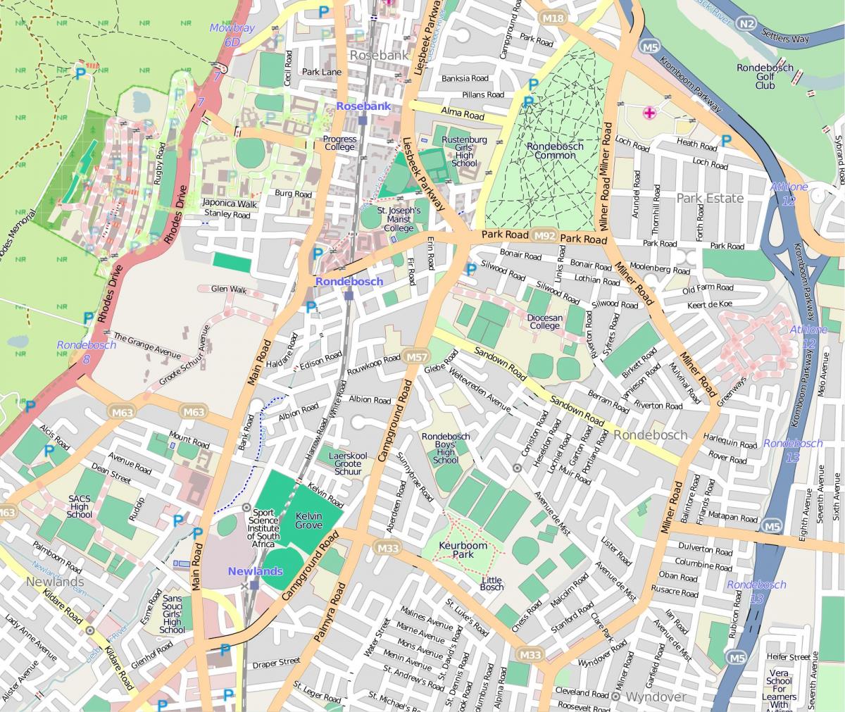 ನಕ್ಷೆ rondebosch ಕೇಪ್ ಟೌನ್